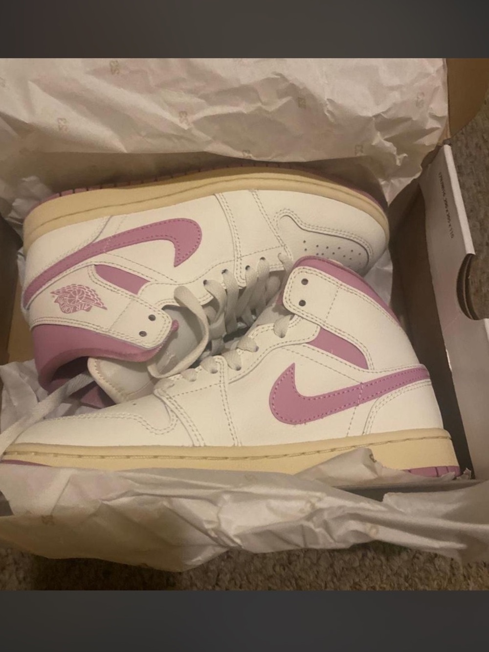 Nike Kids High-Top Sneakers in White and Lavender Pink